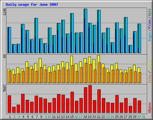 Daily usage for June 2007