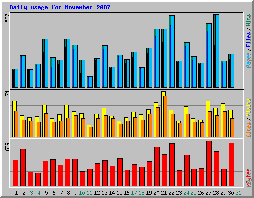 Daily usage for November 2007