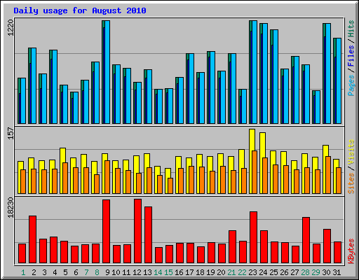 Daily usage for August 2010