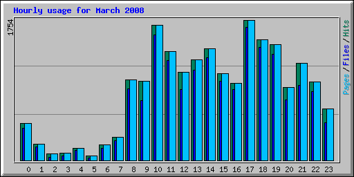 Hourly usage for March 2008
