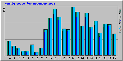 Hourly usage for December 2008